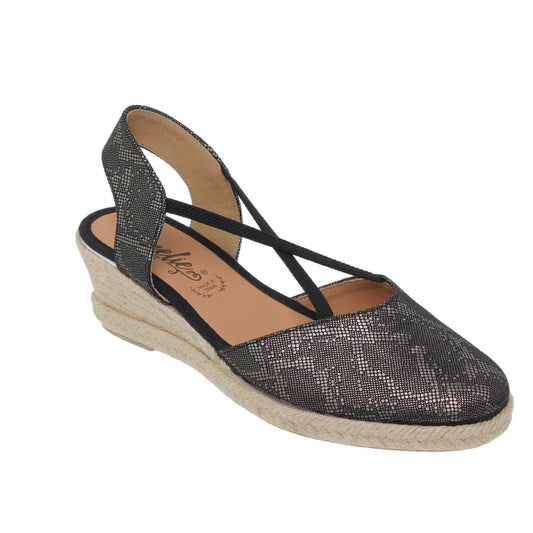 Sandalia Cuña Alpargatas Mujer Valentina Negro