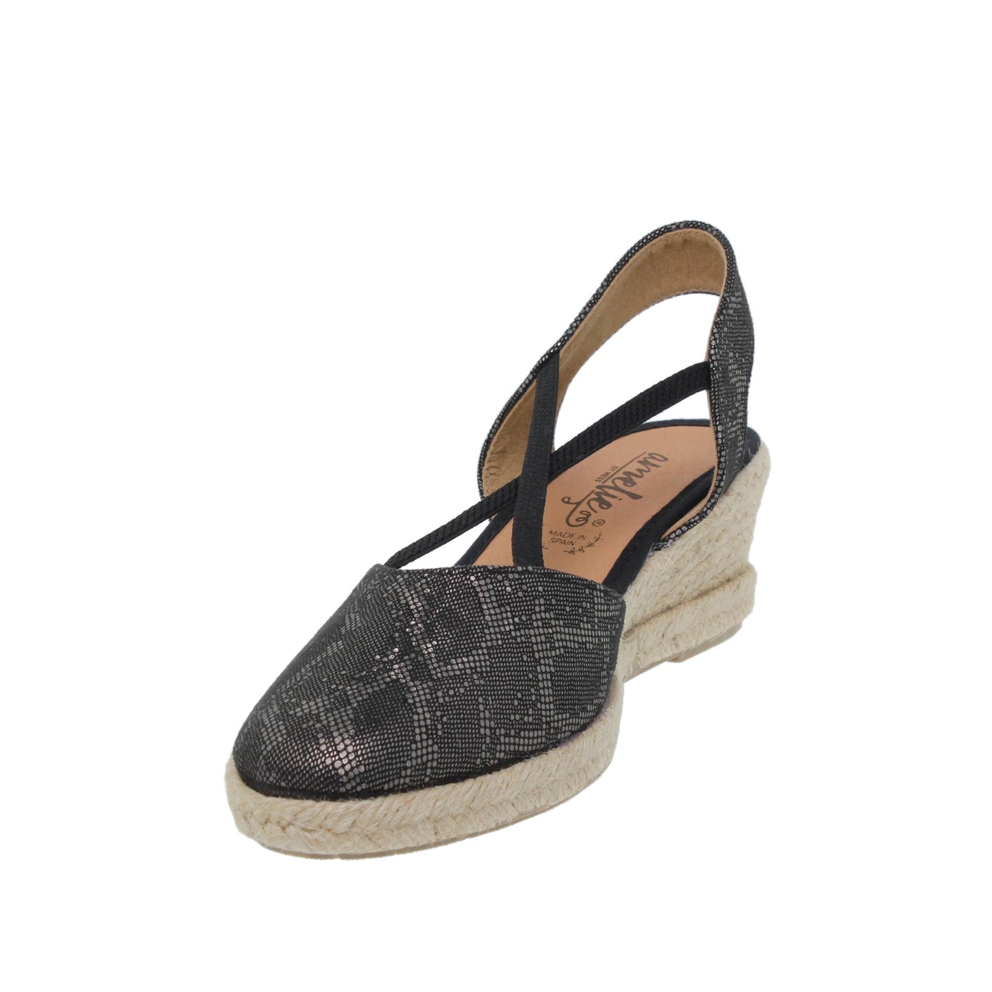 Sandalia Cuña Alpargatas Mujer Valentina Negro