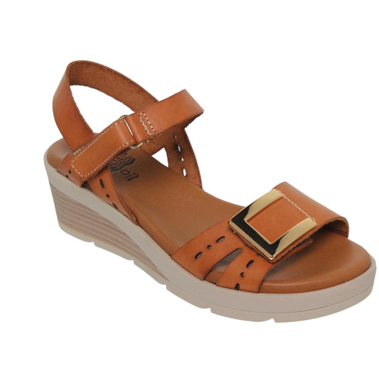 Sandalia Cuña Mujer piel Cuero Sabela