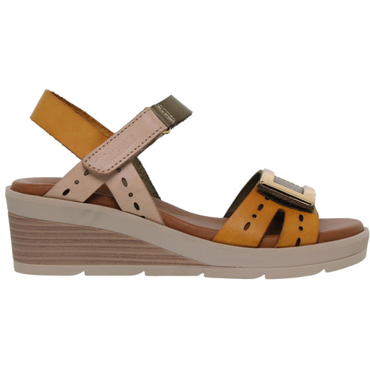 Sandalia Cuña Mujer piel Militar Sabela