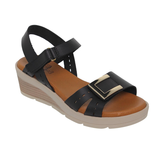 Sandalia Cuña Mujer piel Negro Sabela