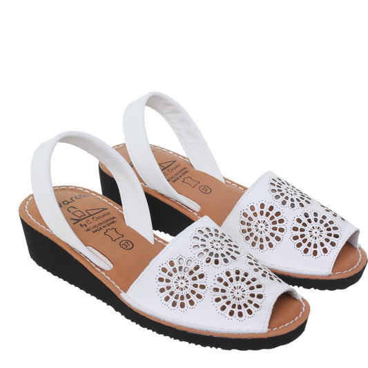 Abarcas Sandalia Menorquinas Mujer piel Blanco Mabel