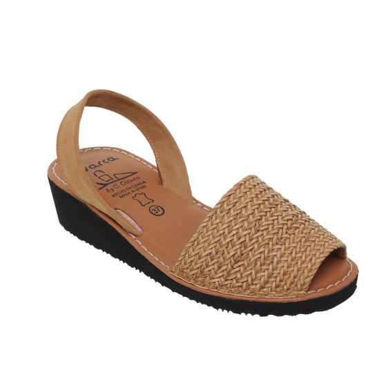 Abarcas menorquinas cuña mujer piel cuero Rebeca