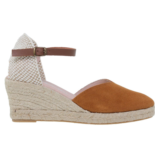 Sandalia cuña alpargata esparto mujer piel cuero Lilium