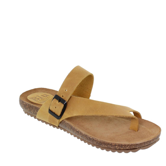Sandalia plana mujer piel mostaza Venturina