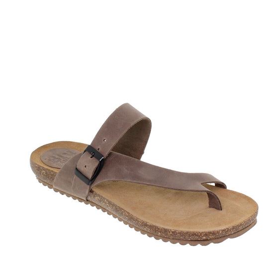 Sandalia plana mujer piel piedra Venturina