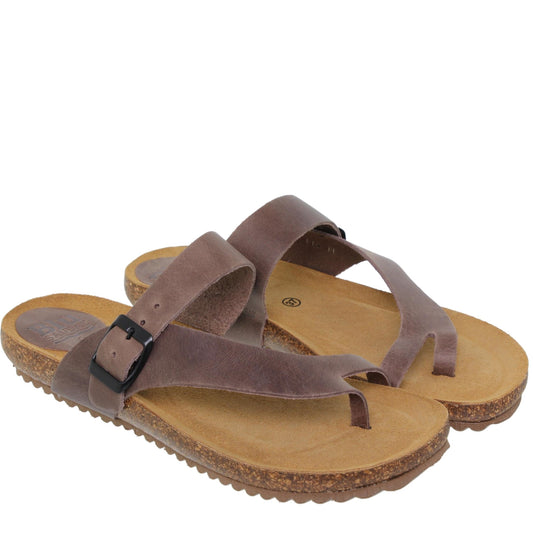 Sandalia plana mujer piel piedra Venturina