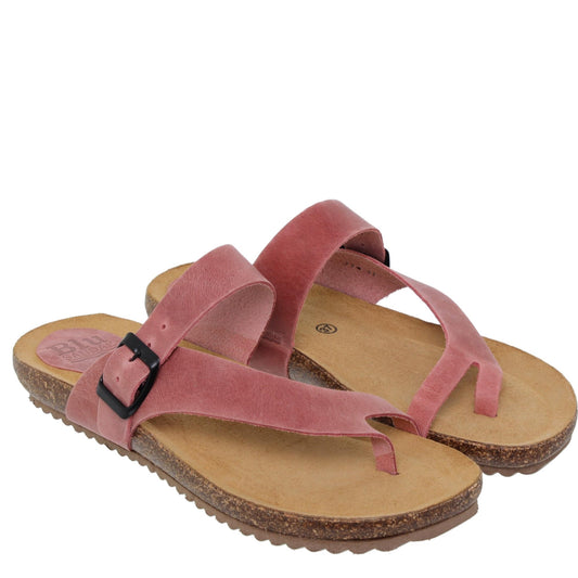 Sandalia plana mujer piel teja Venturina
