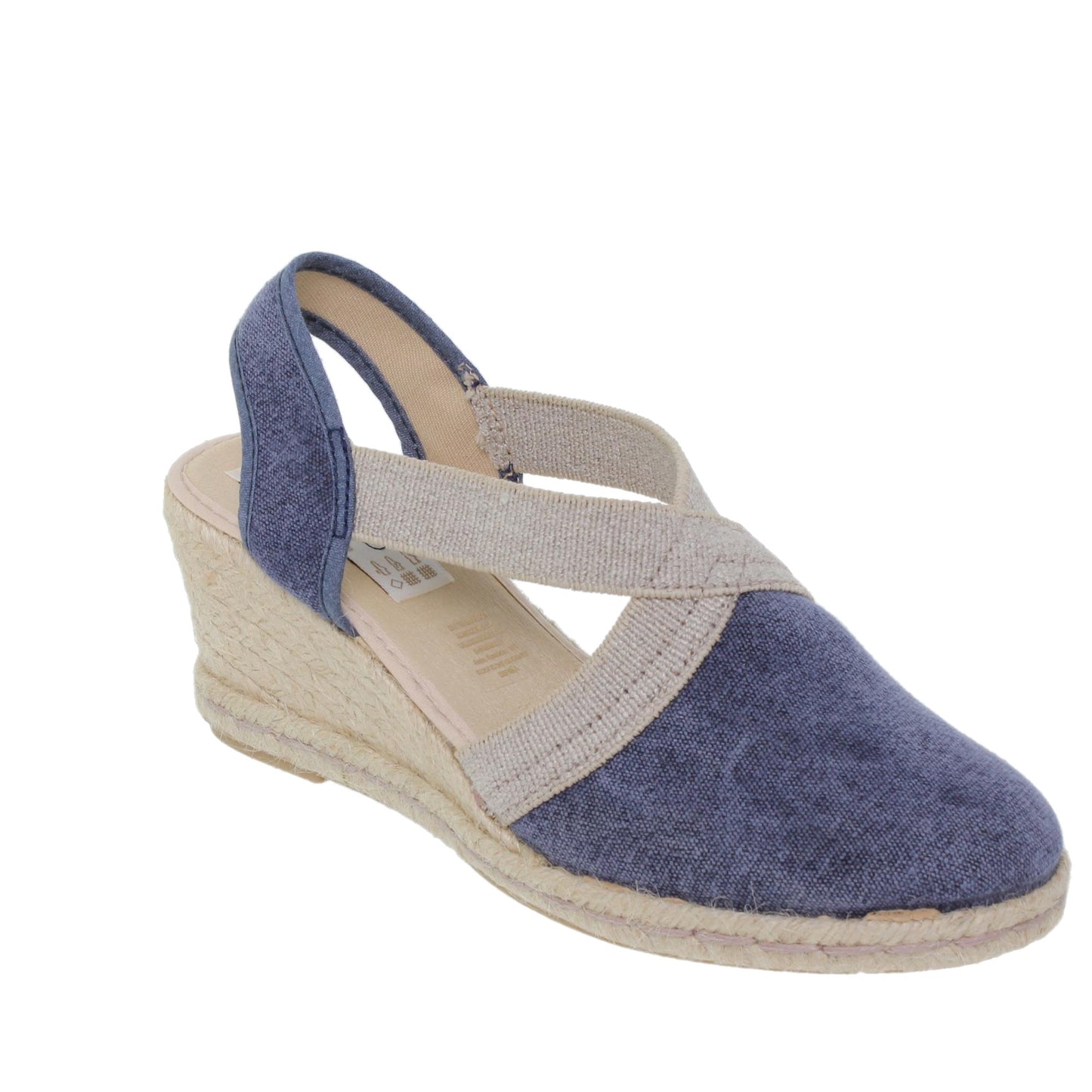 Sandalia cuña alpargata esparto mujer azul Carla