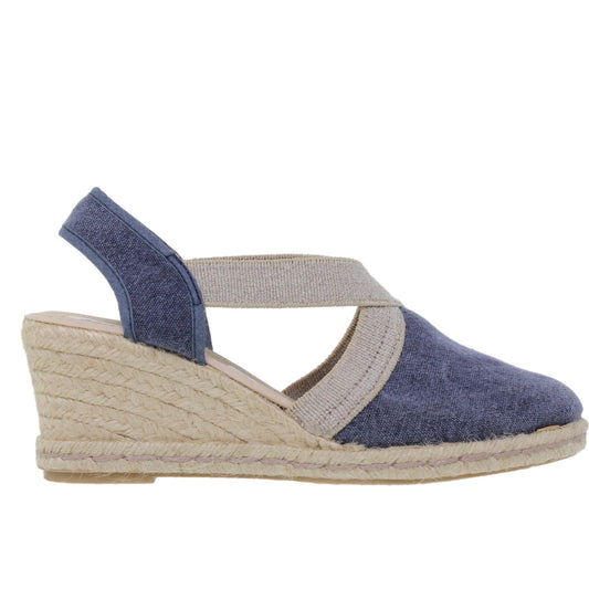 Sandalia cuña alpargata esparto mujer azul Carla