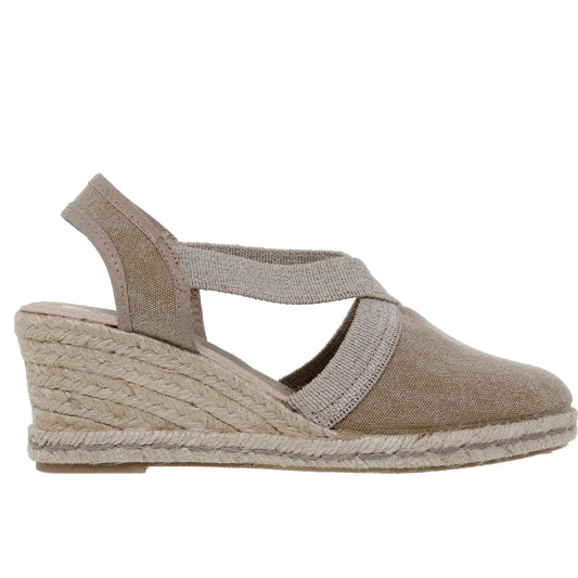 Sandalia cuña alpargata esparto mujer beig Carla