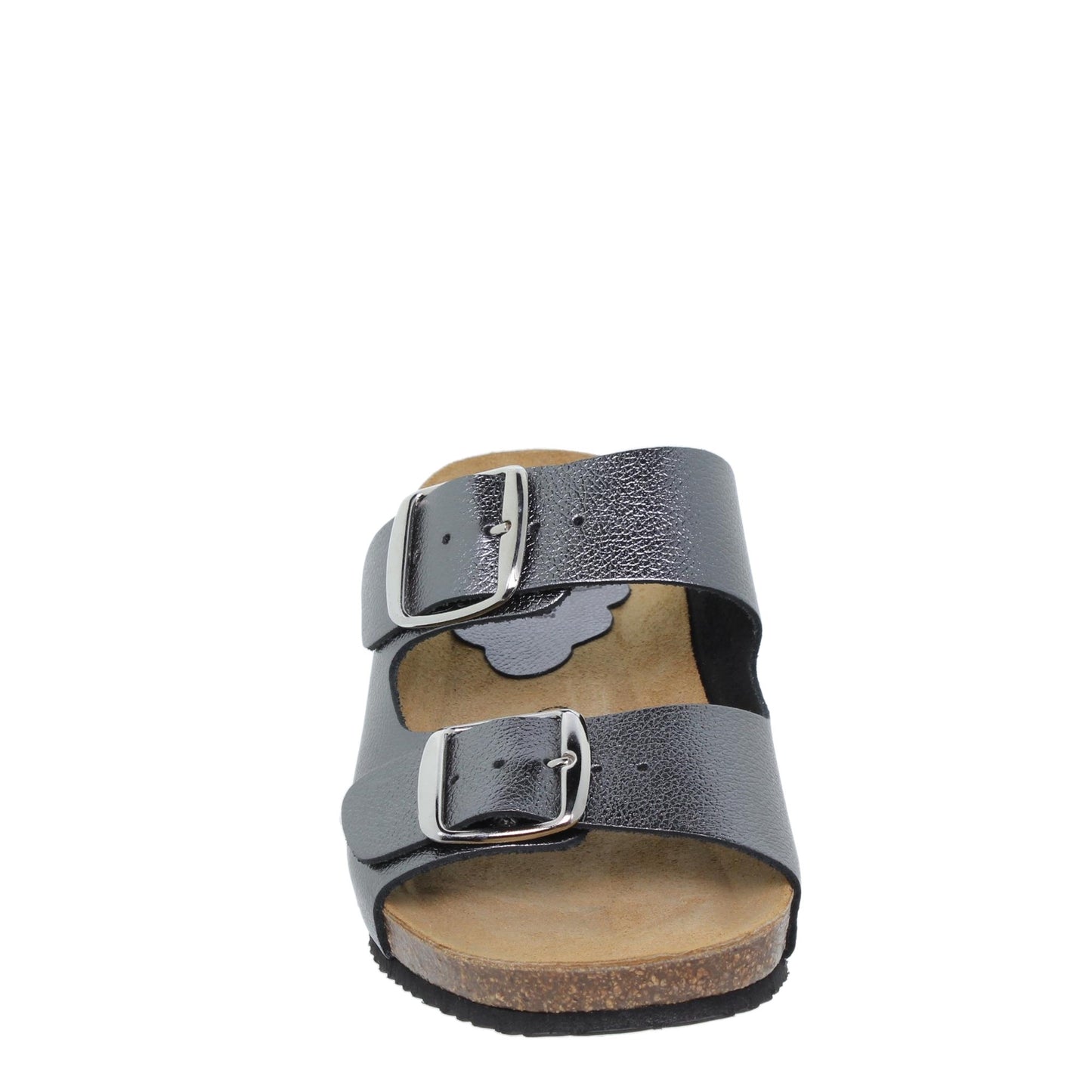 Sandalia cuña mujer piel plomo Shungita