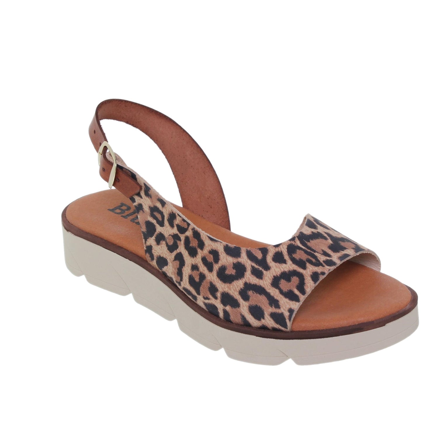Sandalia plana mujer piel leopardo Kunzita