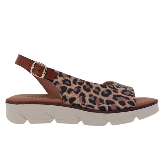 Sandalia plana mujer piel leopardo Kunzita