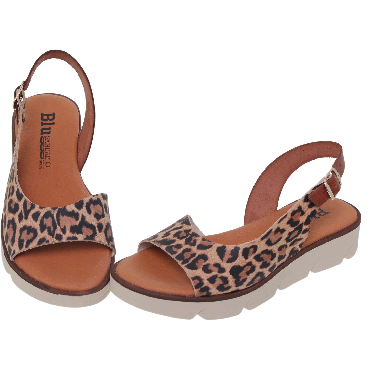 Sandalia plana mujer piel leopardo Kunzita