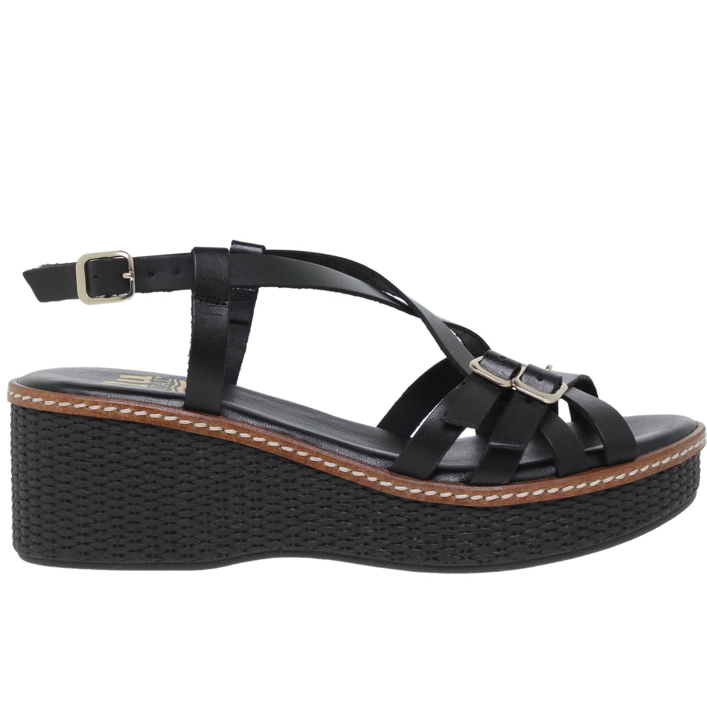 Sandalia Cuña Mujer Ania Negro