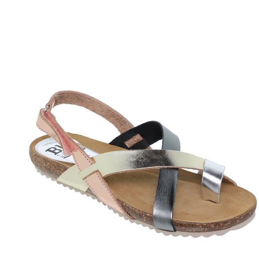 Sandalia plana mujer piel metal Amatista