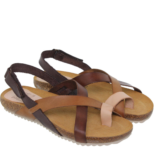 Sandalia plana mujer piel multicuero Amatista