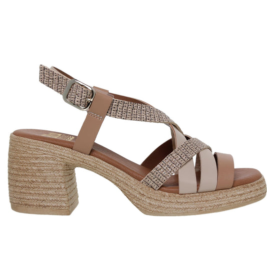 Sandalia Cuña Mujer piel Beig Lidia