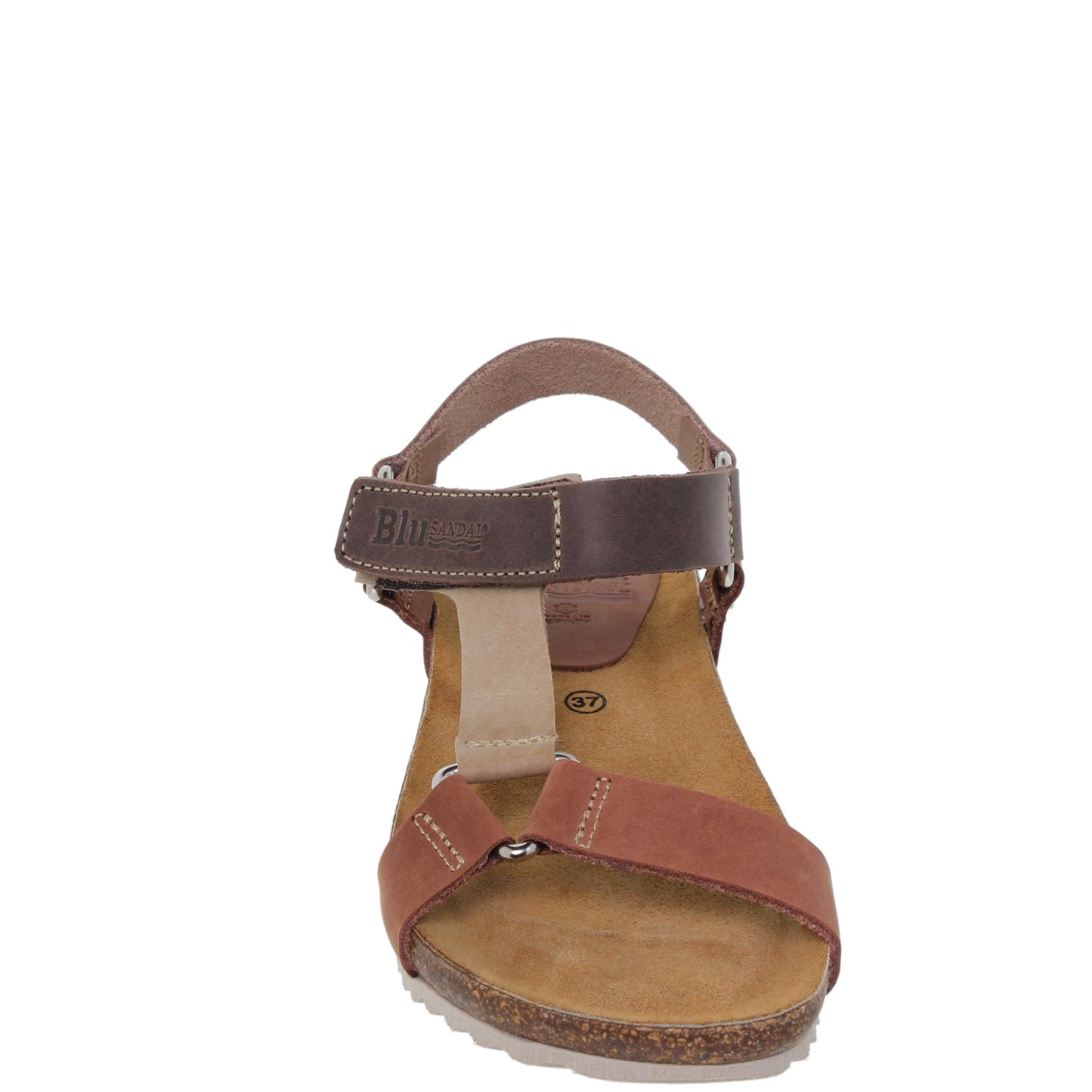 Sandalias deportivas mujer bio piel cuero Aguamarina