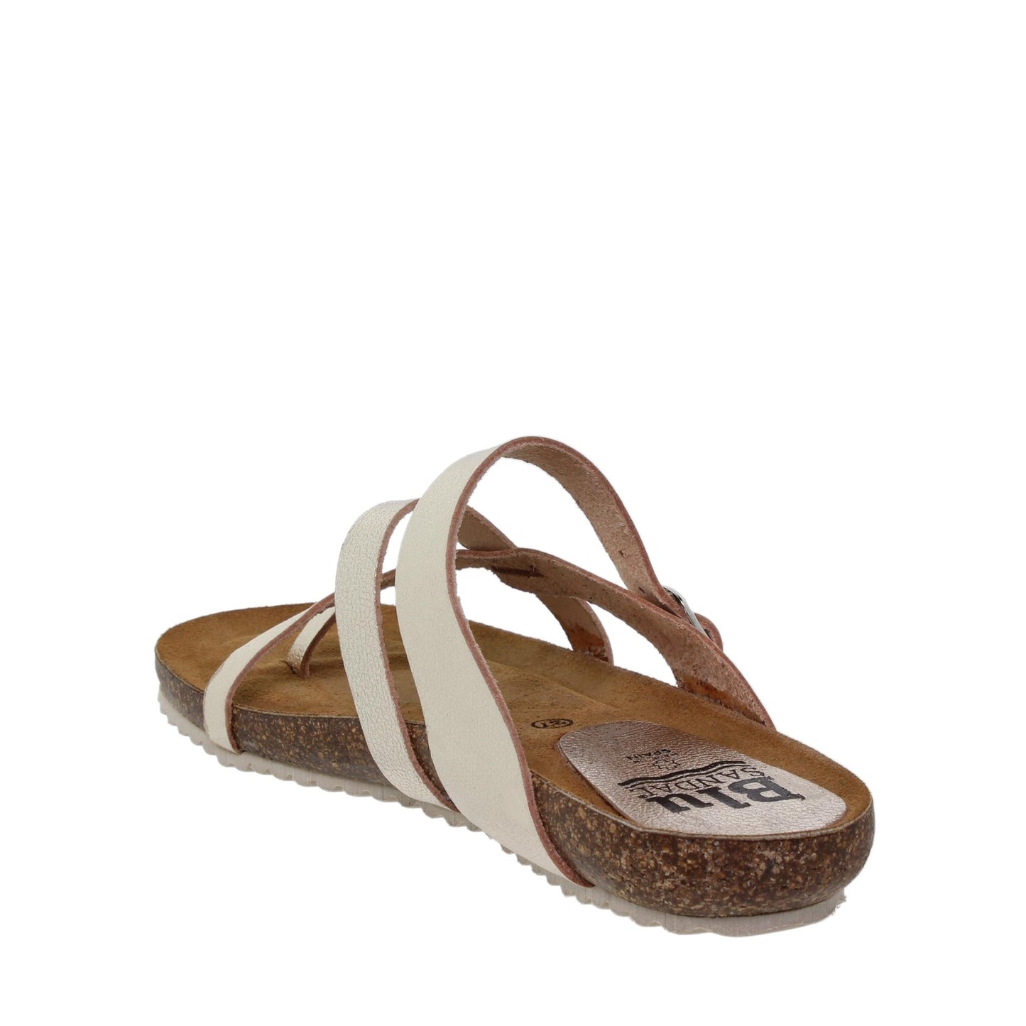 Sandalia plana mujer piel platino Zircon