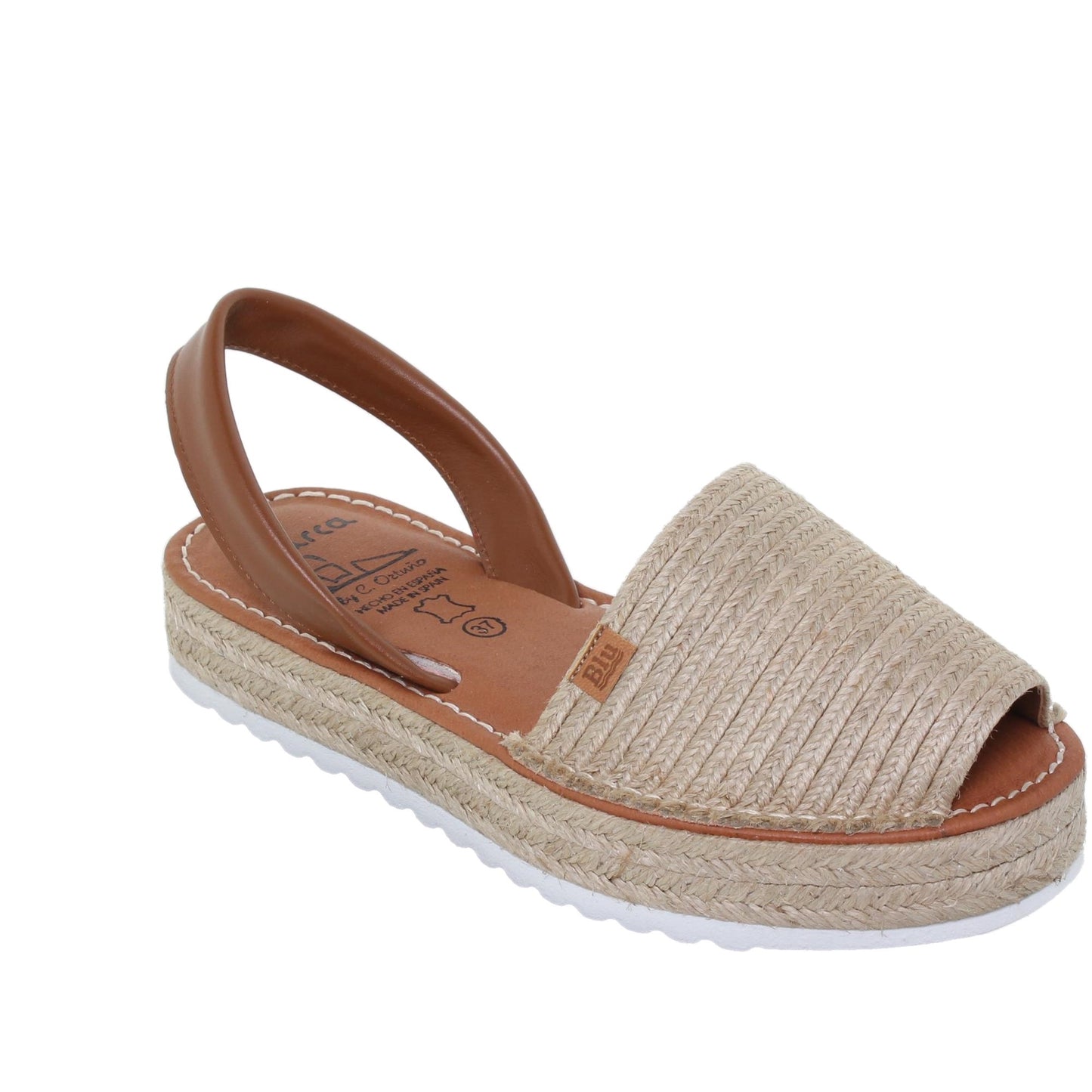 Abarcas menorquinas plataforma esparto y piel mujer Carlota