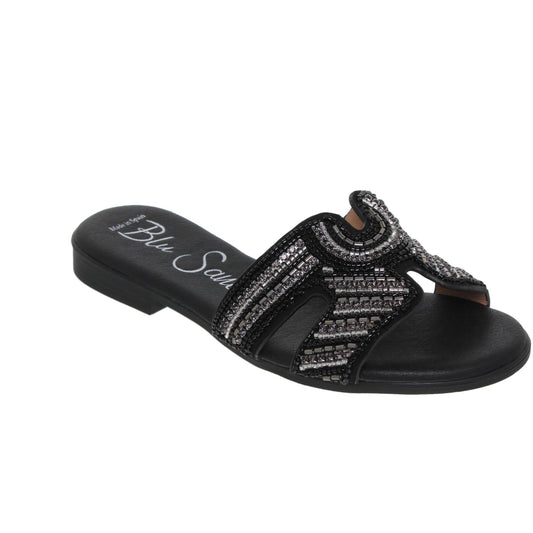 Sandalias planas mujer piel Negro Yanira