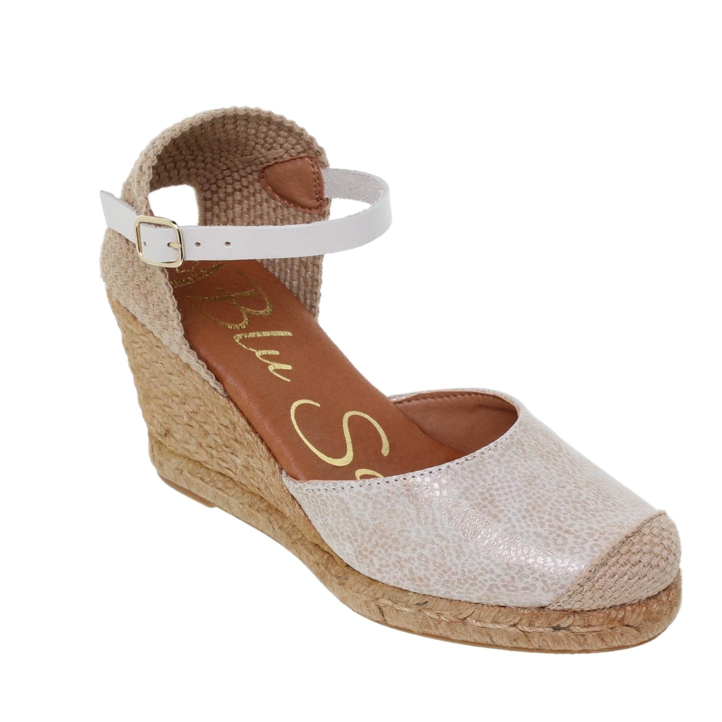 Sandalia Cuña Alpargatas de esparto Mujer Silvia Blanca