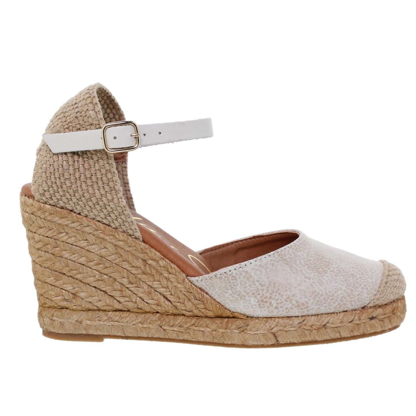Sandalia Cuña Alpargatas de esparto Mujer Silvia Blanca