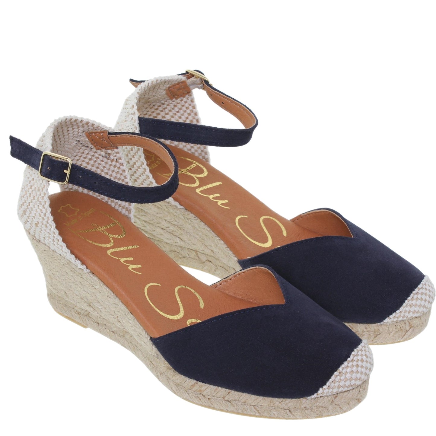 Sandalia Cuña Alpargatas de esparto Mujer Eva Azul Marino