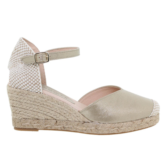 Sandalia Cuña Alpargatas de esparto Mujer Platino Caroline