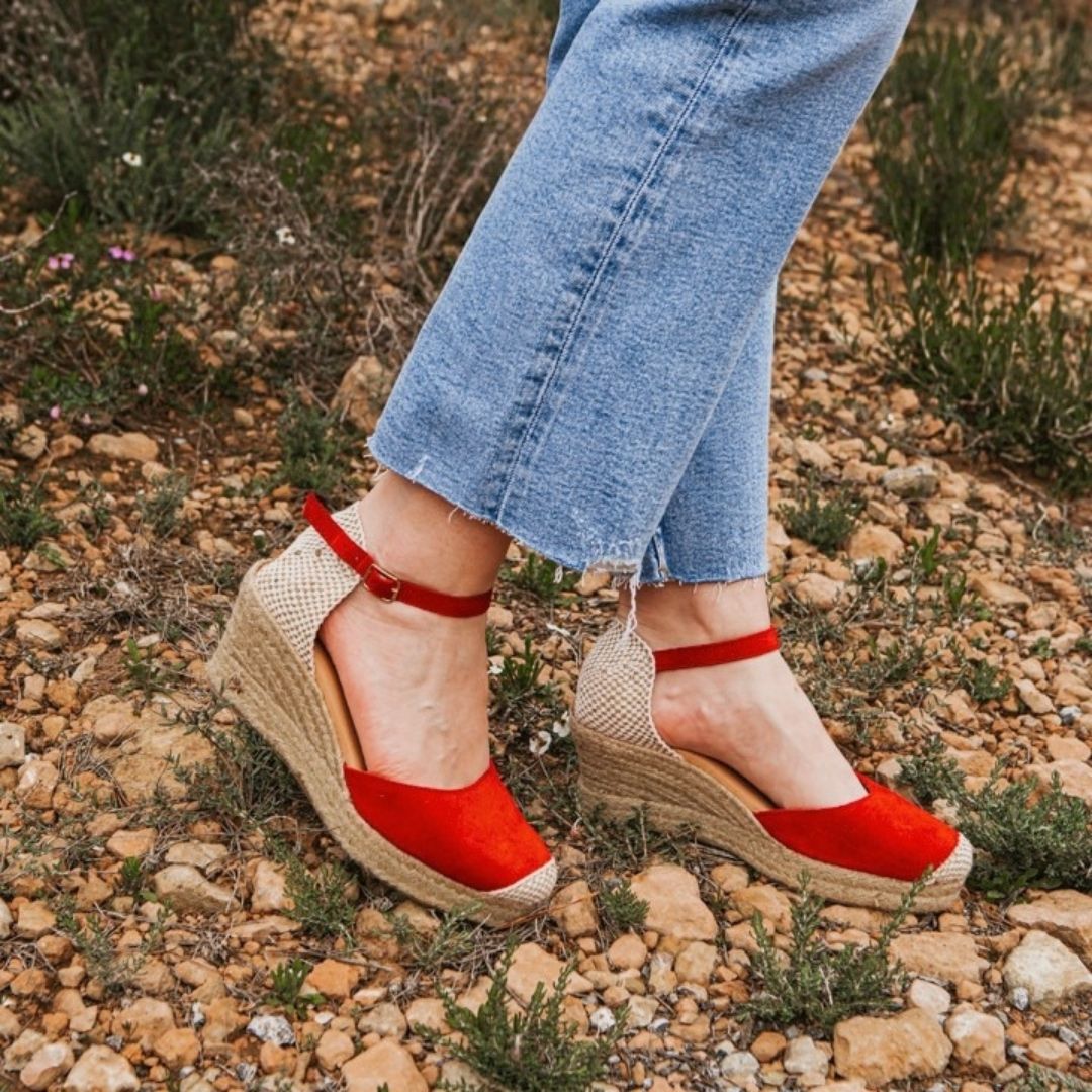 Sandalia Cuña Mujer Laia Rojo