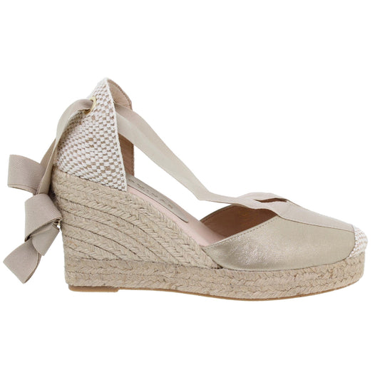 Sandalia Cuña Alpargatas de esparto Mujer Platino Lola