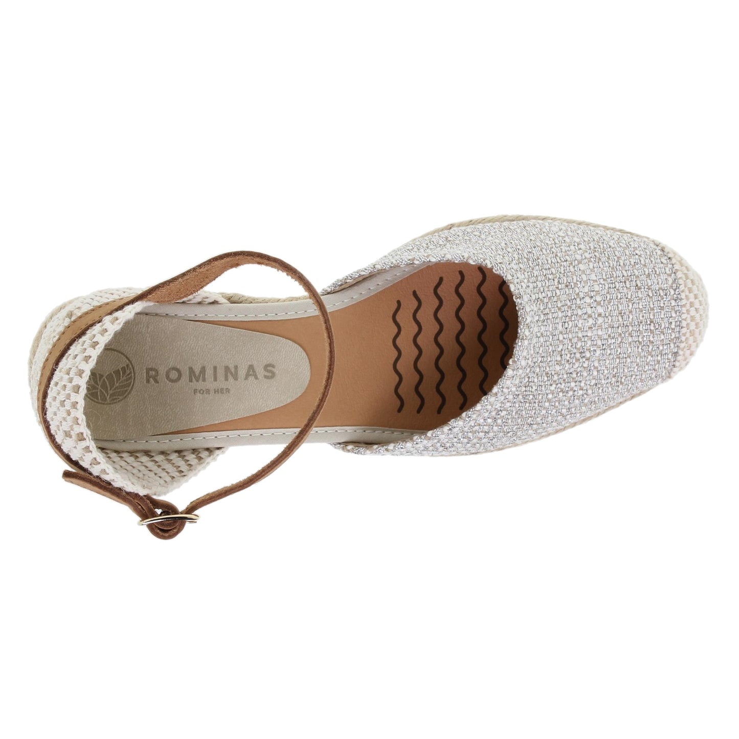 Sandalia Cuña Alpargatas de esparto Mujer Carmela Plata