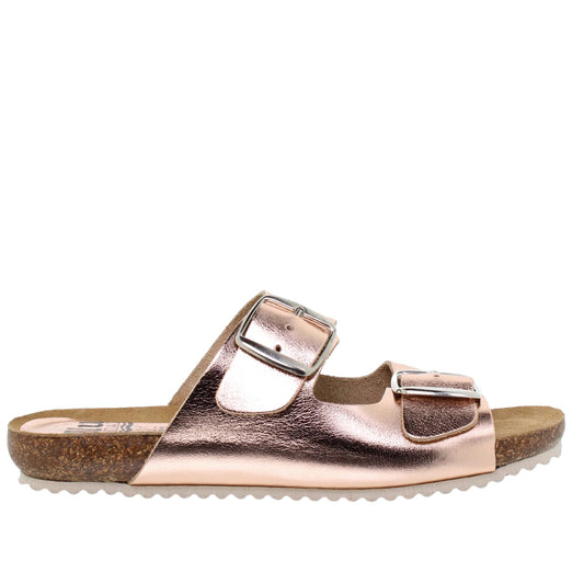 Sandalia Bio Mujer piel Rosa Metalizada Mirm