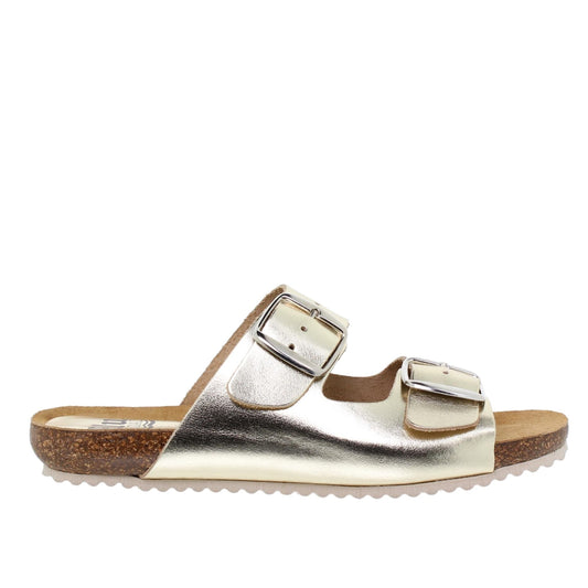 Sandalia Bio Mujer piel Platino Metalizada Mirm