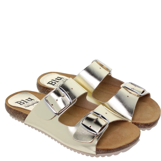 Sandalia Bio Mujer piel Platino Metalizada Mirm