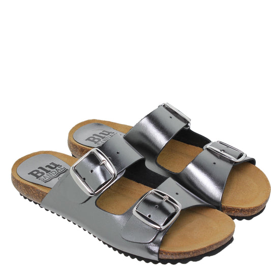 Sandalia Bio Mujer piel Plata Metalizada Mirm