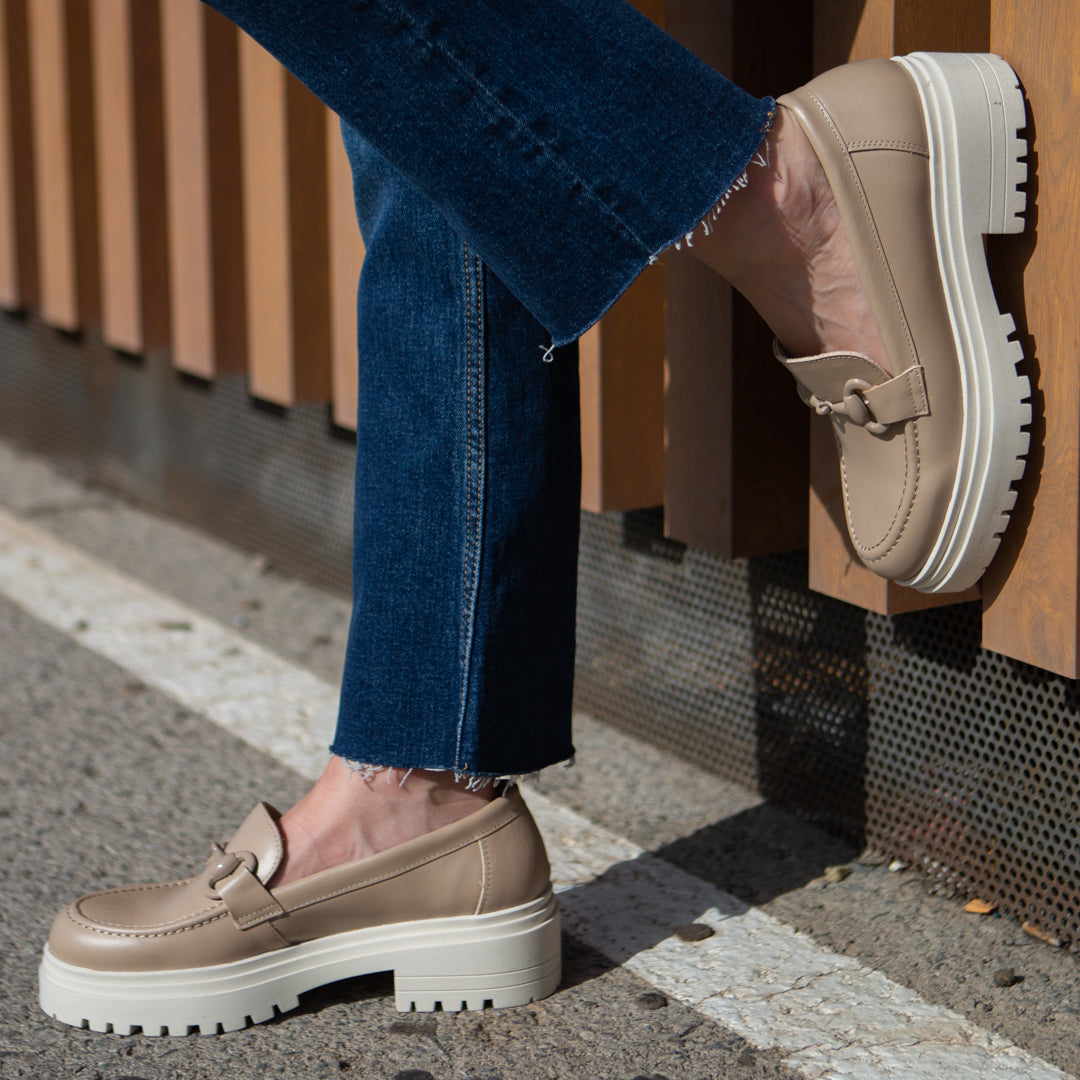 Mocasines track mujer Mocca Crema