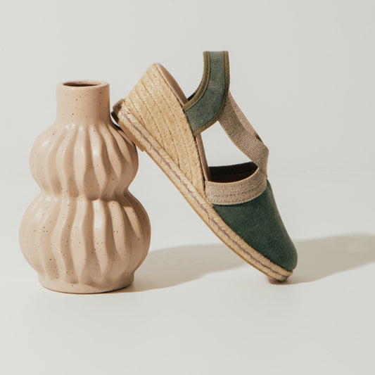 Sandalia cuña alpargata esparto mujer verde Carla