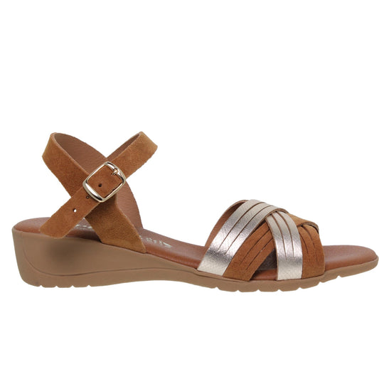 Sandalia Cuña Mujer piel Cuero Lupe