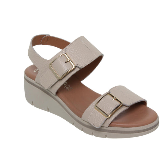Sandalia Cuña Mujer piel Beig Marcela