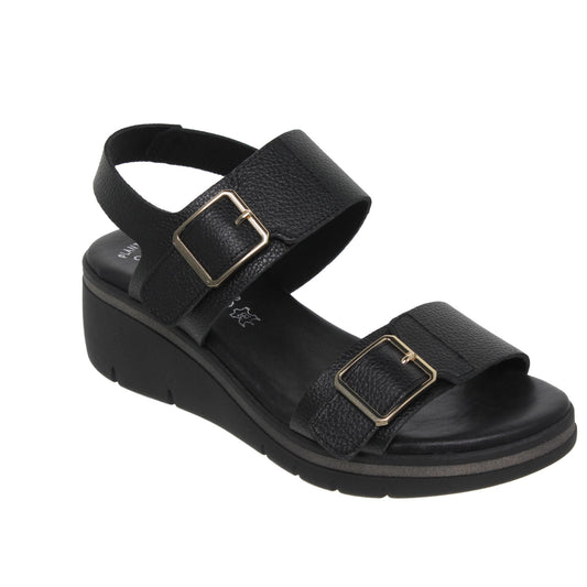 Sandalia Cuña Mujer piel Negro Marcela