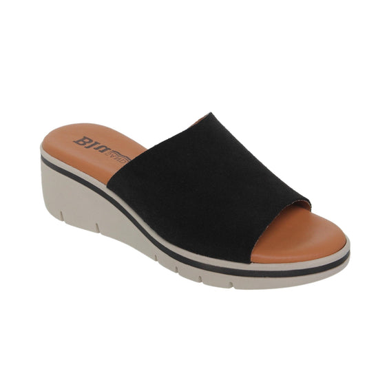 Sandalia Cuña Mujer piel Negro Gara