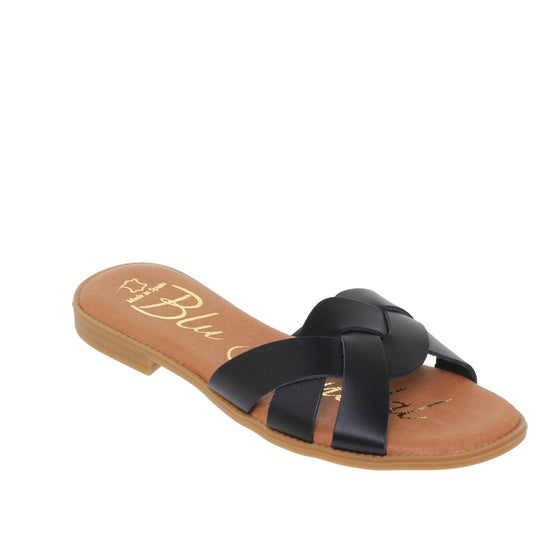 Sandalia plana mujer piel negro Blair