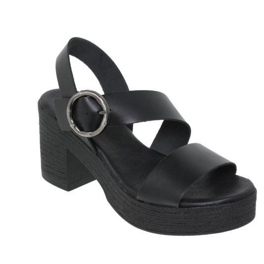 Sandalia tacón plataforma mujer piel negro Azalea
