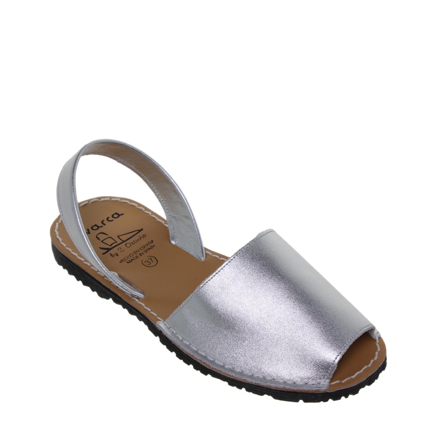Abarcas Sandalia Menorquinas Mujer piel Plata Bruna