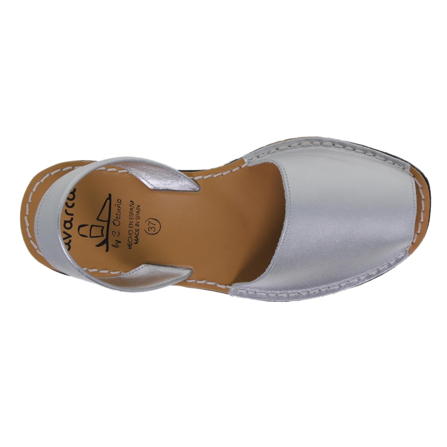 Abarcas Sandalia Menorquinas Mujer piel Plata Bruna