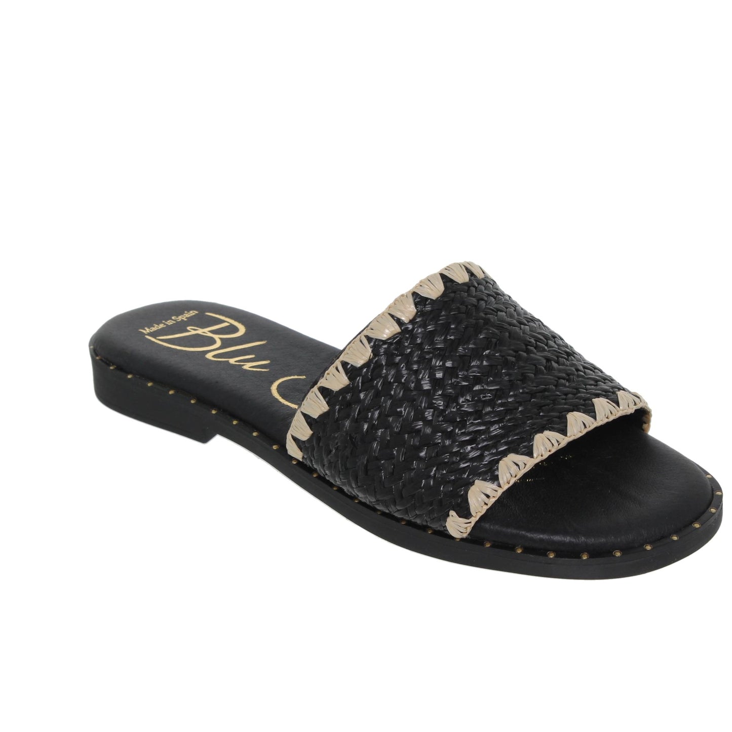 Sandalias planas mujer rafia negro Alexia