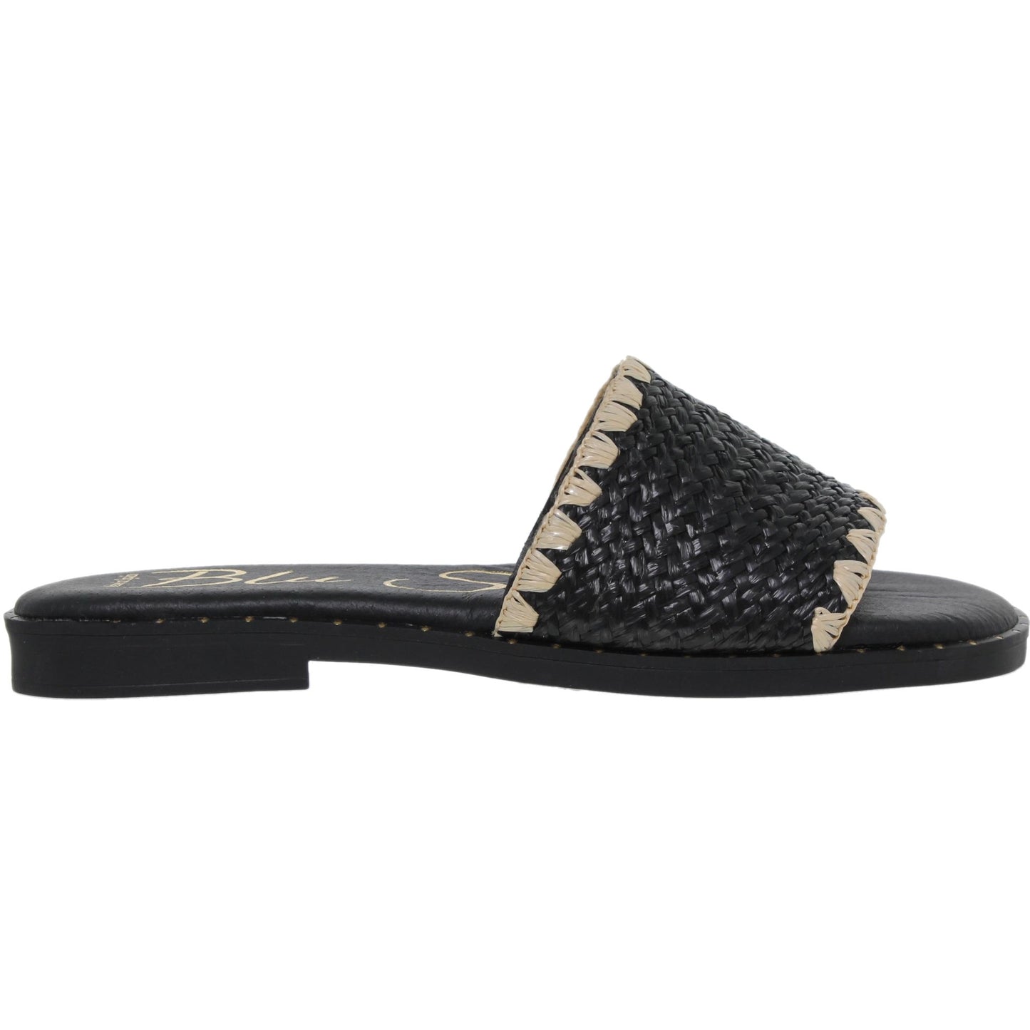 Sandalias planas mujer rafia negro Alexia